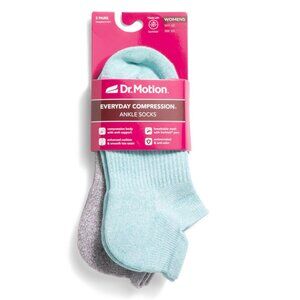DR MOTION Blue Marl 2pk Marled Compression Ankle Socks
